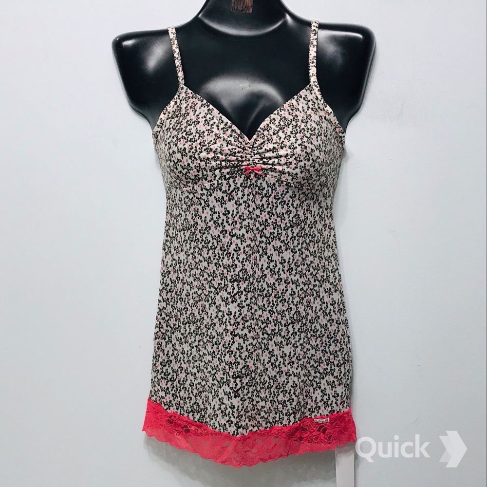 NWT Key Soft Floral Print Lace Trim Sleepwear